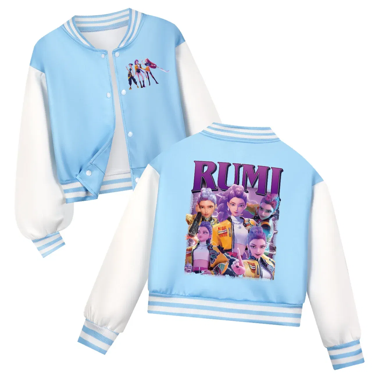 Color: green, Kid Size: 6 - Kids KPop Demon Hunters Huntrix Clothes Boys Baseball Uniform Spring Autumn Girls Baby Casual Hoodies Children Costume