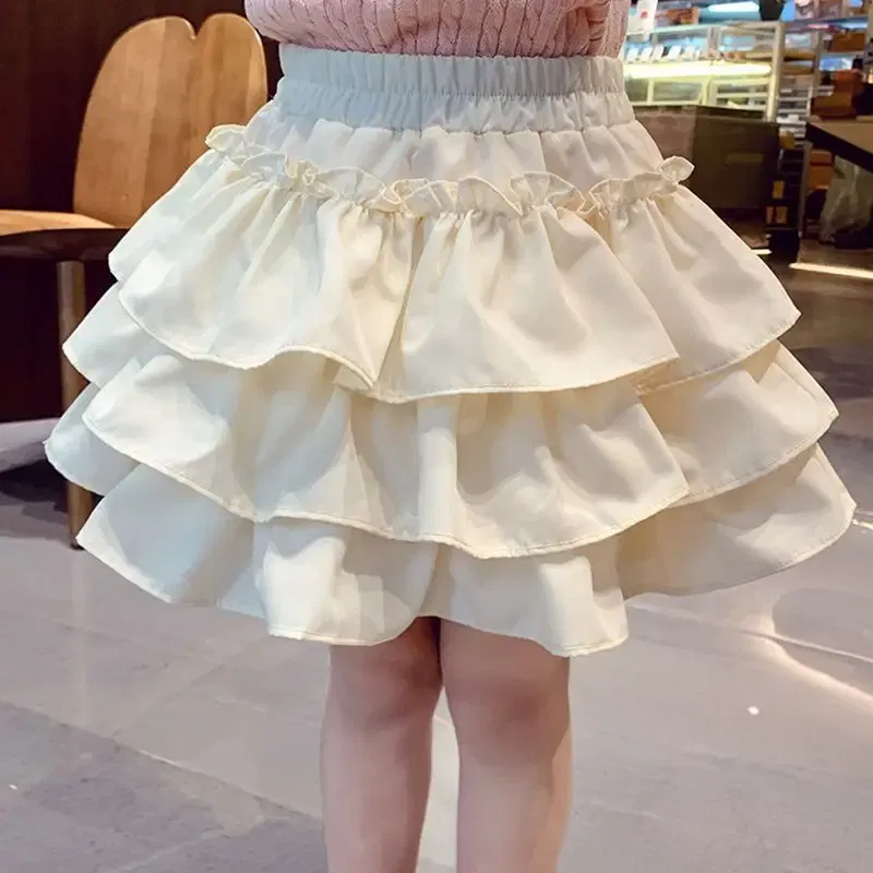 Color: black, Kid Size: 5 - Children Girls Pleated Cake Skirts Summer 2025 Elastic Waist Infant Babys Girls Bubble Skirts Toddler Kids Girls Princess Skirts