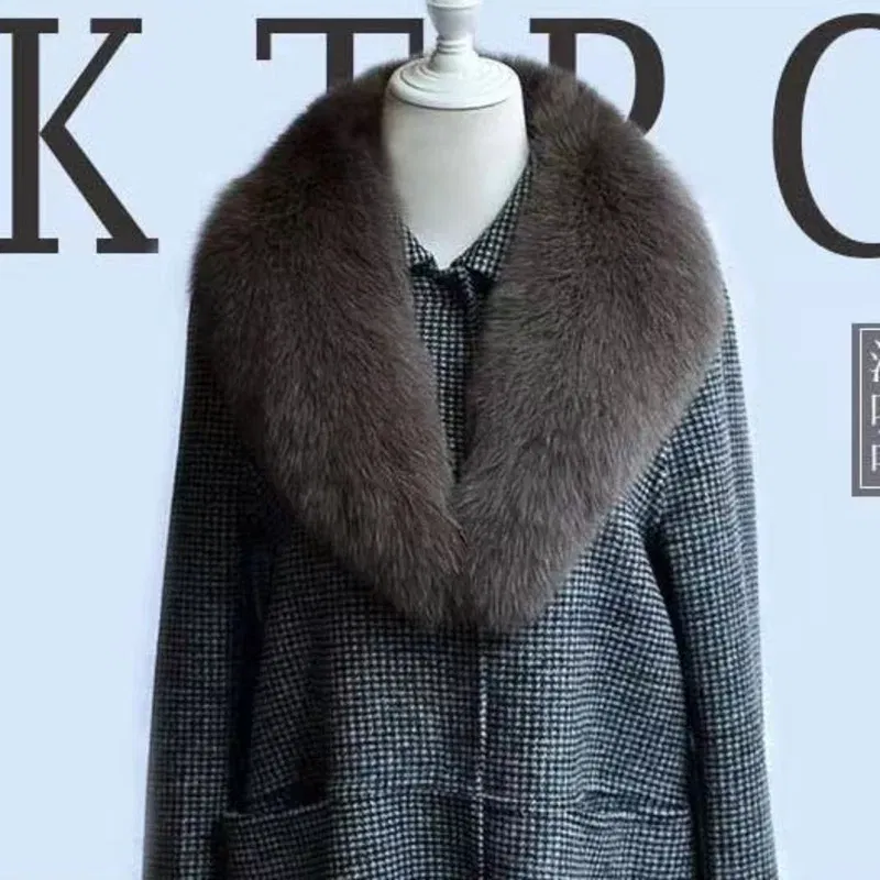 Color: Dark purple, Size: XXS - Winter Real Fox Fur Collar Woman Furry Natural Raccoon Fur Scarf Shawls Luxury Neck Warmer Wraps For Coat Fur Scarves Large Size