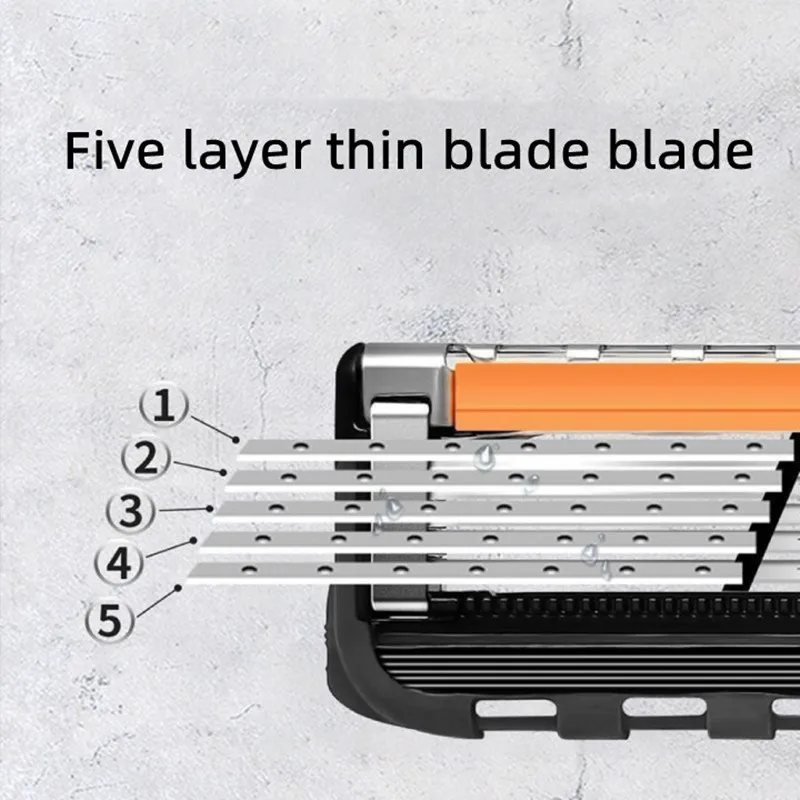 Color: grey - 4/12/24 Pcs 5-layer Men's Razor Fusion Pro Power Shaving Shaver Male Face Beard Hair Trimmer 5 Layer Blades Replacement Refills