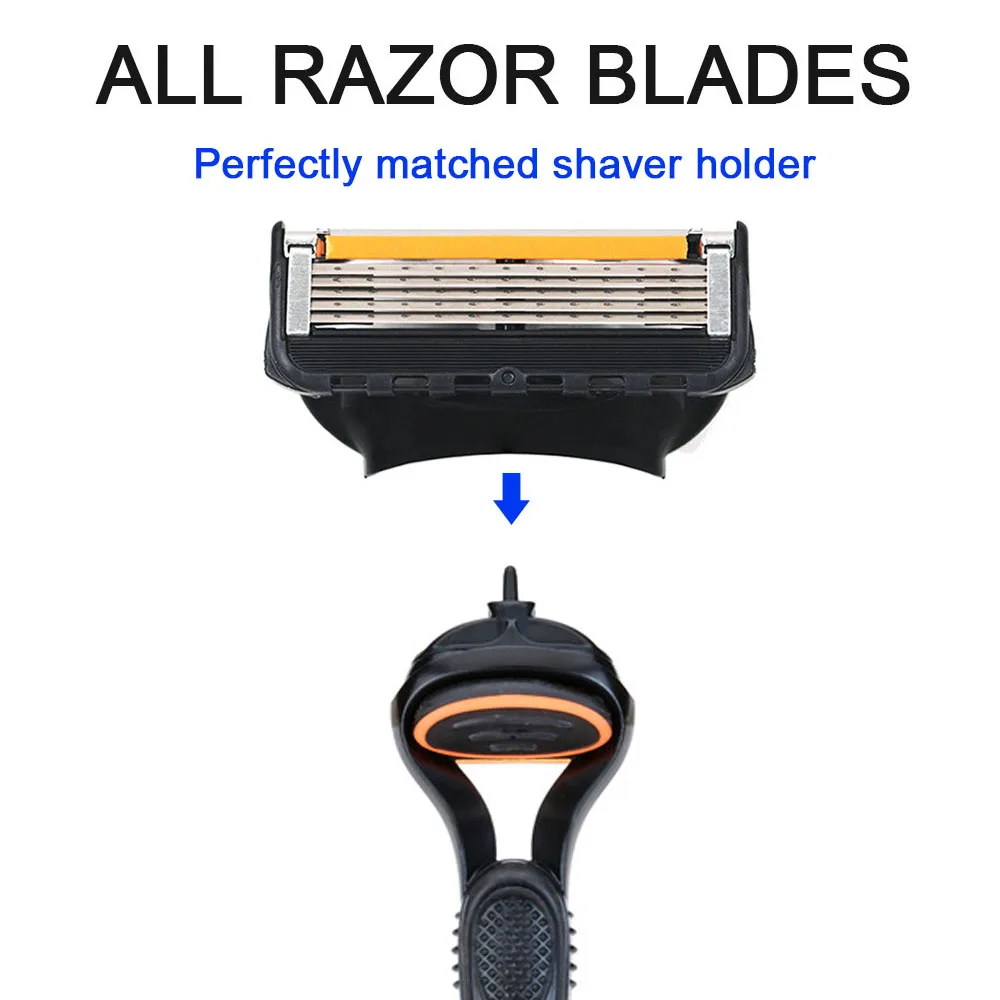 Color: grey - 4/12/24 Pcs 5-layer Men's Razor Fusion Pro Power Shaving Shaver Male Face Beard Hair Trimmer 5 Layer Blades Replacement Refills