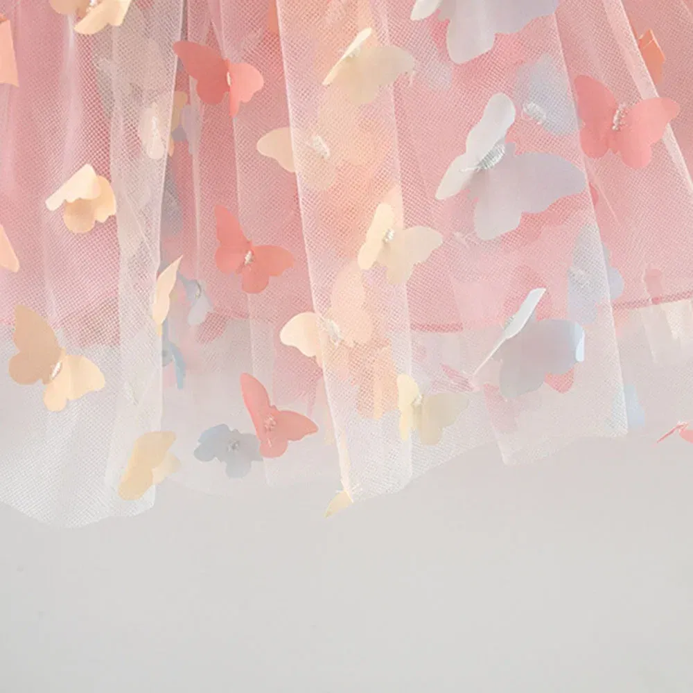 Color: Pink, Kid Size: 12M - New Summer Baby Girl Dress Halter Butterfly Back Wings Fantasy Princess Dress Sweet Birthday Party Team Dress