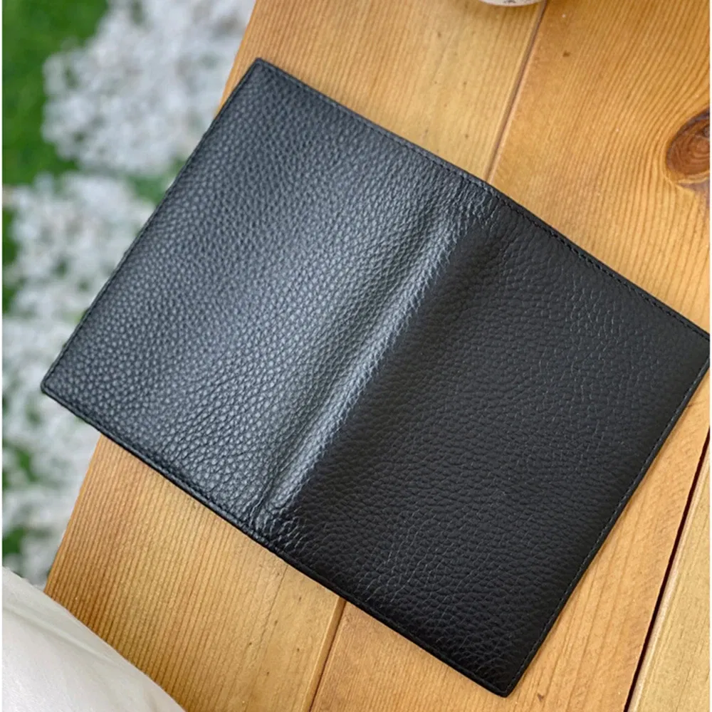 Color: plum - 100% Cowhide Passport Holder Factory Genuine Leather Engrave Letters Men Women Passport Cover Customized Name Travel Card Wallet