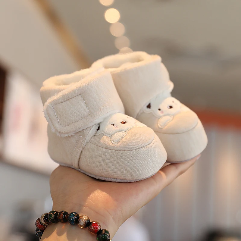 Color: Lavender, Baby Age: 0-6 Months - Winter New Cute Cartoon Baby Booties Boy Girl Boots Cotton Soft-Sole Non-Slip Warm Toddler First Walkers Infant Crib Shoes