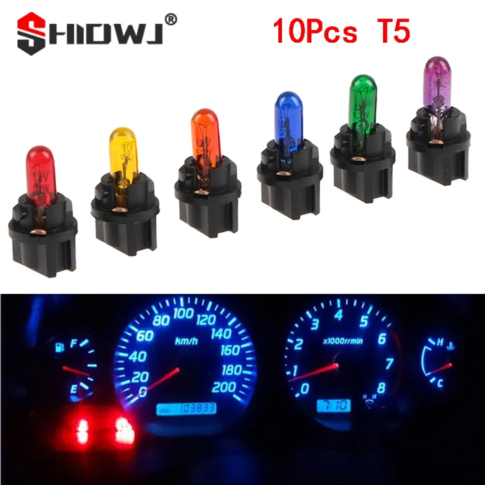 Emitting Color: Pink - 10Pcs T5 SMD LED Car Light Automobiles Light-emitting Diode Instrument Gauge Dashboard Light Bulbs Auto Interior Indicator Lamp
