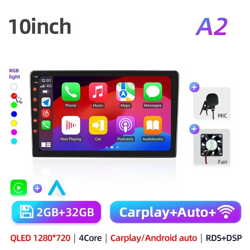 Color: Pink, Ships From: CHINA - Car radio with GPS Multimedia player with Android 12 7/9/10''2 Din Universal Stereo Carplay AUTO for Volkswagen, Nissan, Hyundai