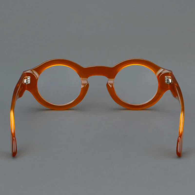 Frame Color: Red, Eye Prescription: +150 - VCKA Round Acetate Reading Glasses Frame Retro Men Prescription Anti-blue discolor Women Custom Optics Retro Eyewear +0.50to +10