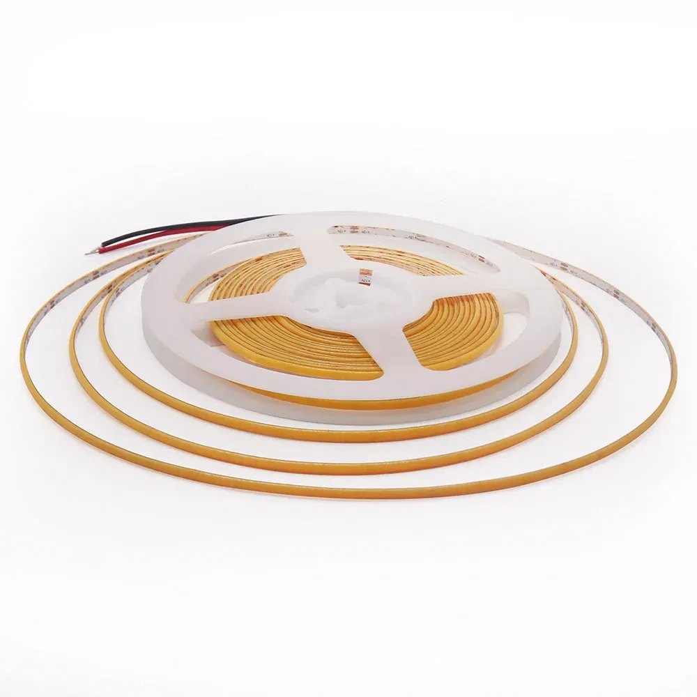 Emitting Color: Sky blue, Color: Yellow, Length: 0.5m - 2.7mm Ultra Slim COB LED Strip Lights 480LEDs/m Flexible Linear Light Tape Diode Ribbon Backlight Red Amber Purple Car Dimmable