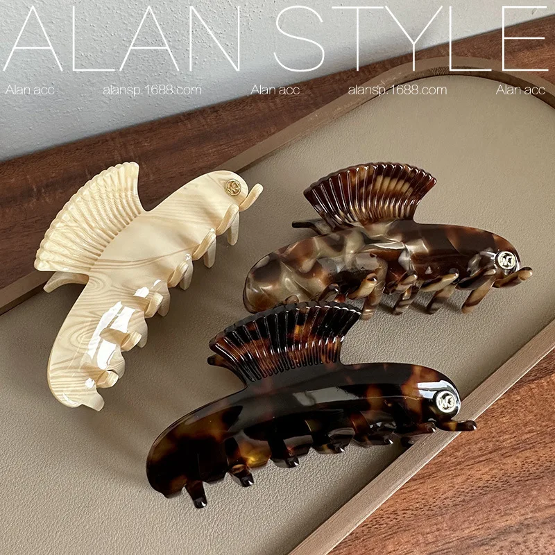 Color: Yellow - 9cm Long Acetate Hair Crabs Hair Clips Claws for Girls Rolled up Hair Style Daliy