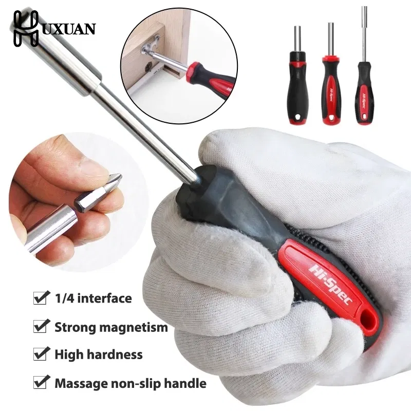 Color: Black - 1/4 (6.35mm) Ratchet Screwdriver Bit Holder Handle Multifunctional Magnetic Bit Driver for Slotted Hex Torx Phillips Bit