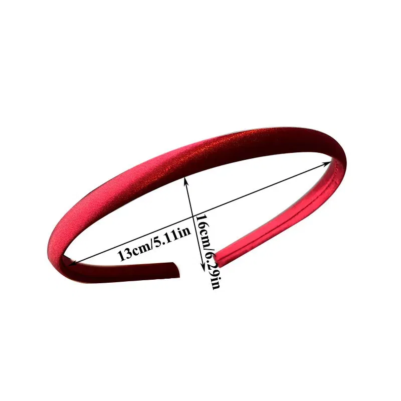 Color: Light Grey - Red Blue Green Satin Headband for Women girls Kids Hair band Solid Color Thin Elastic Hair Hoop Accessories Headpiece