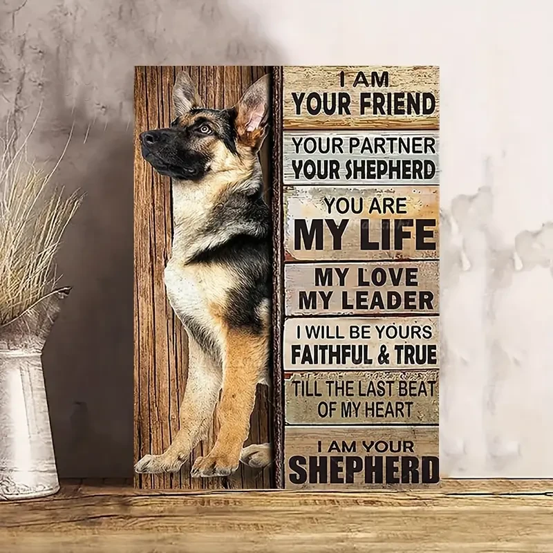 1pc Large-Scale Wooden Framed German Shepherd Dog Artwork