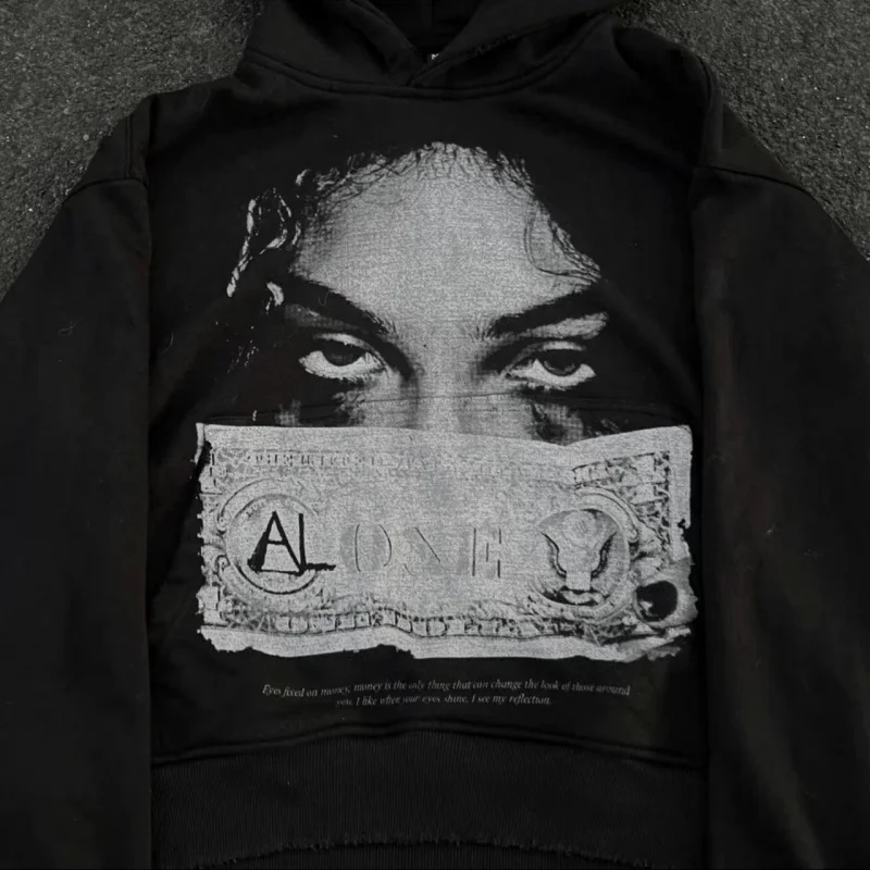Color: black, Size: L - Woman Sweatshirts Streetwear Y2K Hoodie Aesthetics Graphic Print Clothes Oversized Pullover Hoodie Sweatshirt Fall Clothes