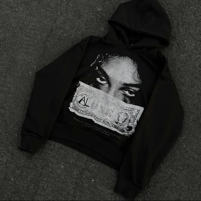 Color: black, Size: L - Woman Sweatshirts Streetwear Y2K Hoodie Aesthetics Graphic Print Clothes Oversized Pullover Hoodie Sweatshirt Fall Clothes