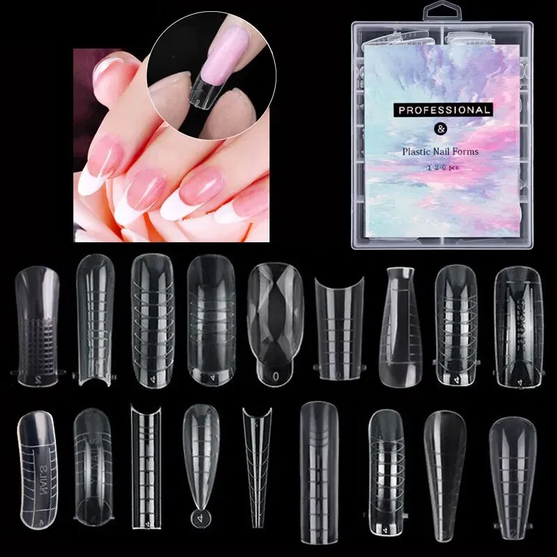 Color: Brown - 120pcs Nail Forms Full Cover False Nails Quick Building Mold Fake Nail Shaping Extend Top Molds For Gel Salon Manicure Art