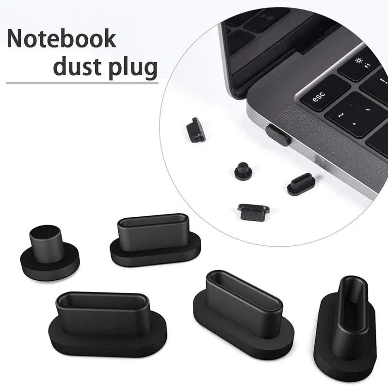 Color: Pink - 5pcs/set Silicone Data Port Anti Dustproof Plugs For MacBook Air 13 A1932 Touch Bar 13&15 Dust Plug Stopper Cover Set