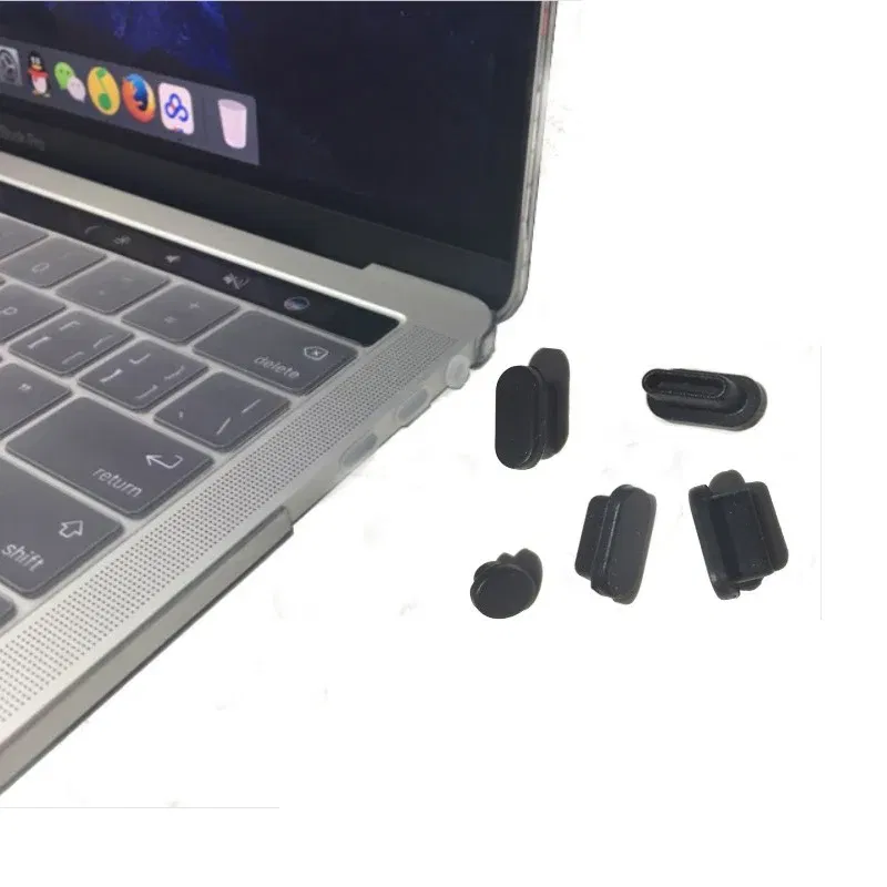 Color: Pink - 5pcs/set Silicone Data Port Anti Dustproof Plugs For MacBook Air 13 A1932 Touch Bar 13&15 Dust Plug Stopper Cover Set