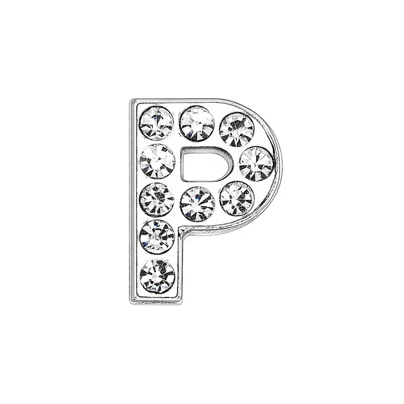 Color: MULTI - Rhinestone Slide Charms Letters For Jewelry Making Women Bracelet 8mm Alphabet A-Z Pet Collar Necklace DIY Accessories Gift