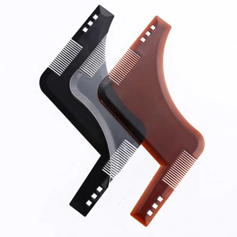 Color: GRAY - Fashion Beard Styling Template Comb New Barber Tool Mustache Symmetry Trimming Styling Stencil 3 Colors Optional Styling comb