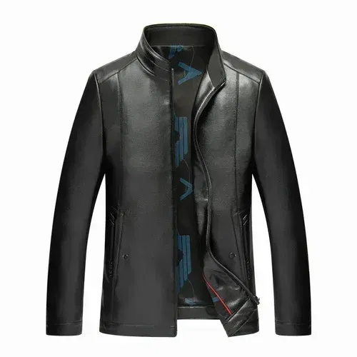 Color: Beige, Size: XL - QYLVAWOY Genuine Leather Jacket Men Short Black Leather Coat Male Real Sheepskin Leather Jackets Jaqueta Masculina Men's Clothes