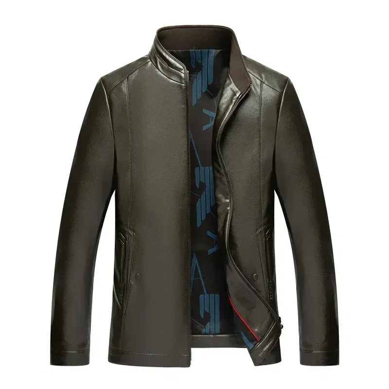 Color: Beige, Size: XL - QYLVAWOY Genuine Leather Jacket Men Short Black Leather Coat Male Real Sheepskin Leather Jackets Jaqueta Masculina Men's Clothes