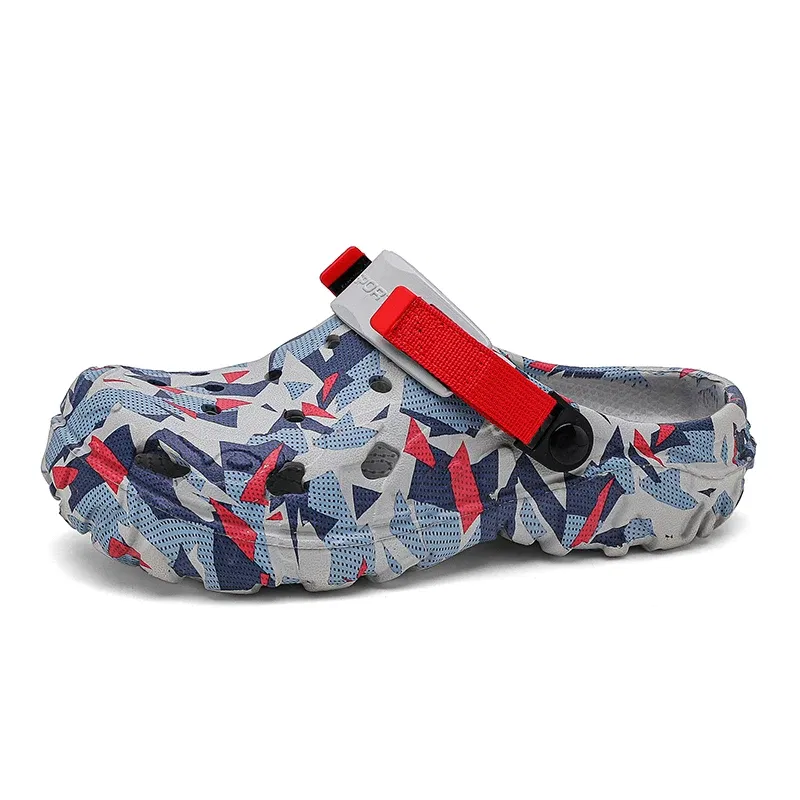 Color: Orange, Shoe Size: 44 - Men Summer Slippers Thick Sole Mens Clogs Sandals Hollow Breathable Flip Flops Sandals Shoes Fashion Beach Slippers