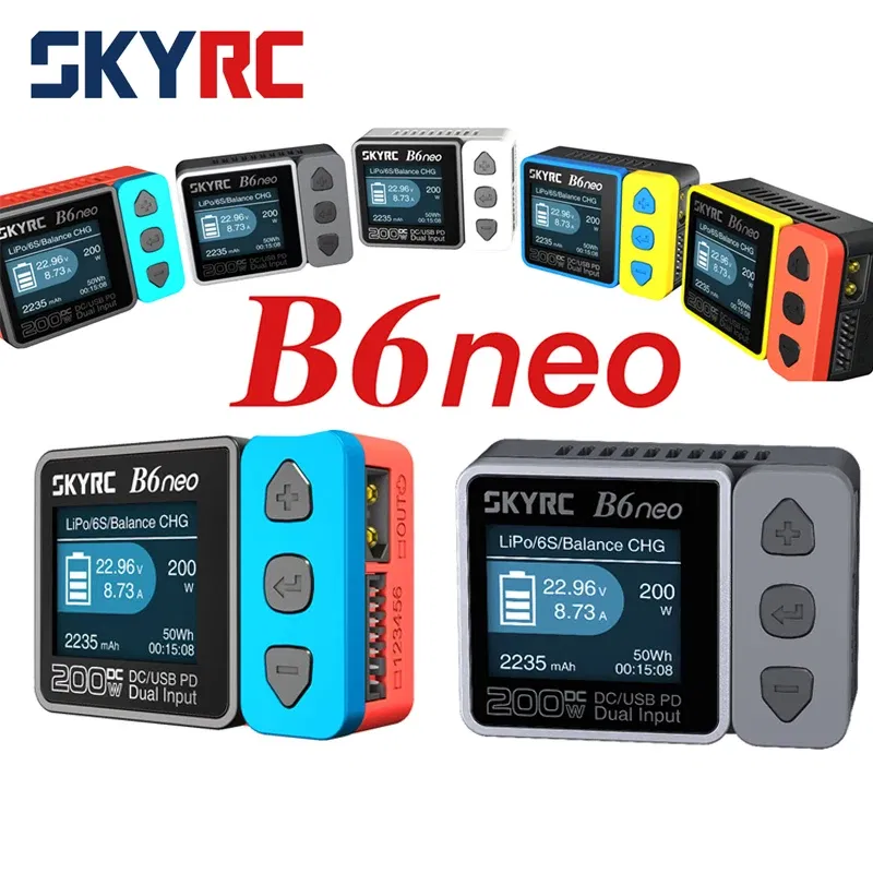 Color: Burgundy - 2023  NEW SkyRC B6 Neo Smart Charger DC 200W PD 80W LiPo Battery Balance Discharger SK-100198 B6 Neo