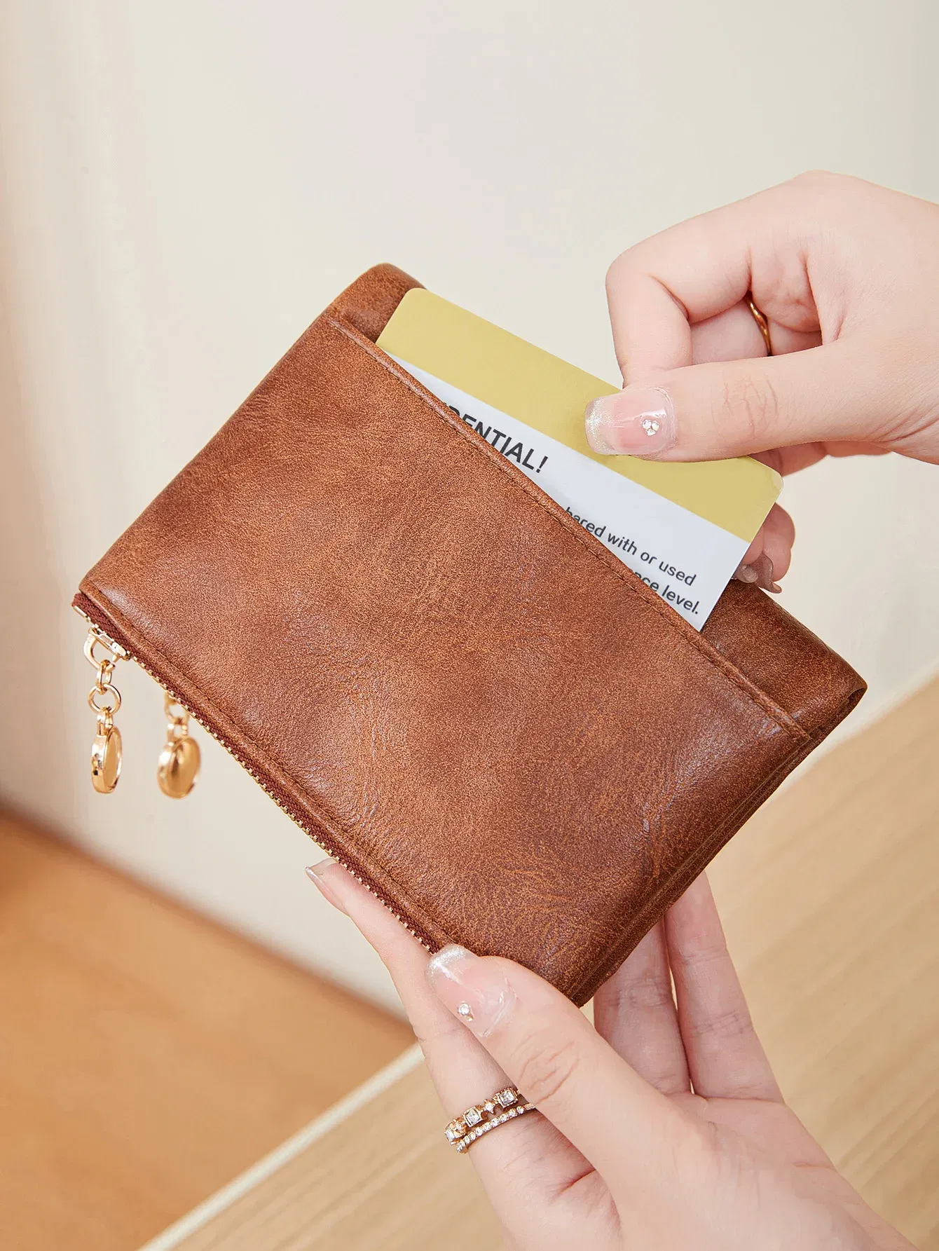 Color: green - Minimalist Women's Wallet Short Three Layer Large Capacity Double Zipper Card Holder ID Card Credit Bank Card Holder Money Bag
