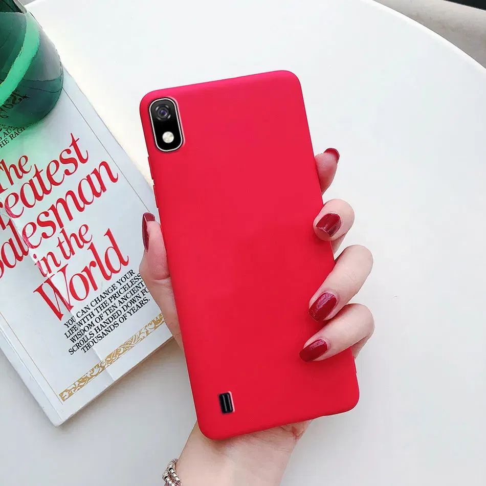 Color: Pink, Material: Wood - Candy color Phone Case For Samsung galaxy A10 A20 A20E A30 A40 A50 A70 S A01 A11 A21 A31 A41 A51 A71 4G Silicone TPU Back Cover