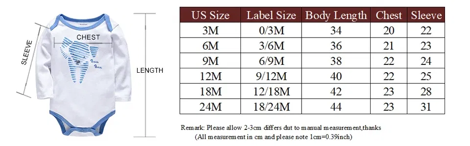 Color: Blue, Kid Size: 24M - Kavkas Baby Boys Girls Bodysuit 3 PCS Long Sleeve 100% Cotton Baby Clothes 0-12 Months Newborn Body Bebe Jumpsuit Clothing