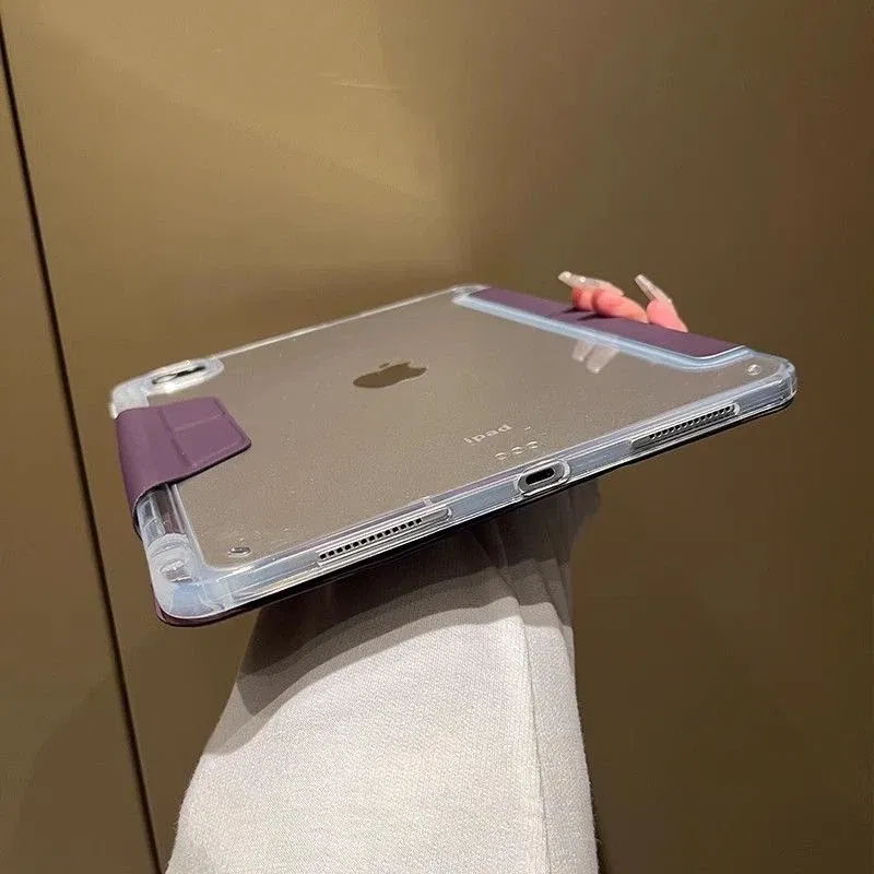 Color: PURPLE, Size: Thirteen - Case Magnetic for iPad Air 11 Cover iPad Air 4 5 10th 10.9 9.7 7th 8th 9th Gen 10.2 3 pro 10.5 11 With Y-Shaped Fold Clasp Funda