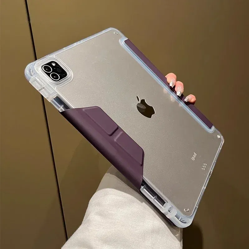 Color: PURPLE, Size: Thirteen - Case Magnetic for iPad Air 11 Cover iPad Air 4 5 10th 10.9 9.7 7th 8th 9th Gen 10.2 3 pro 10.5 11 With Y-Shaped Fold Clasp Funda