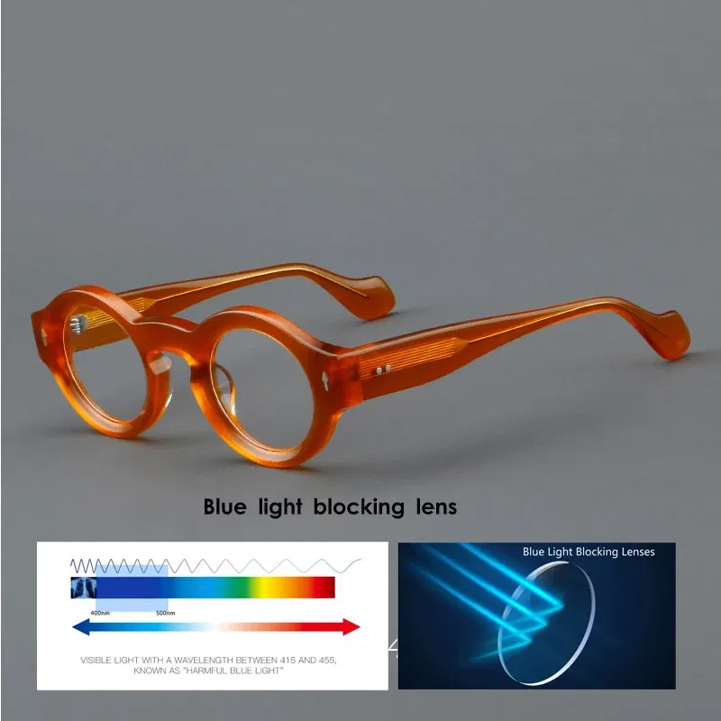 Frame Color: WHITE, Eye Prescription: +325 - VCKA Round Acetate Reading Glasses Frame Retro Men Prescription Anti-blue discolor Women Custom Optics Retro Eyewear +0.50to +10