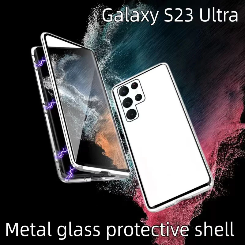 Color: Gold, Material: PVC - Full Wrap Metal Bezel Case For Samsung Galaxy S23 S22 Ultra S21 S20 FE S24 Note 10 20 Lite Plus Double-Sided Glass Back Cover