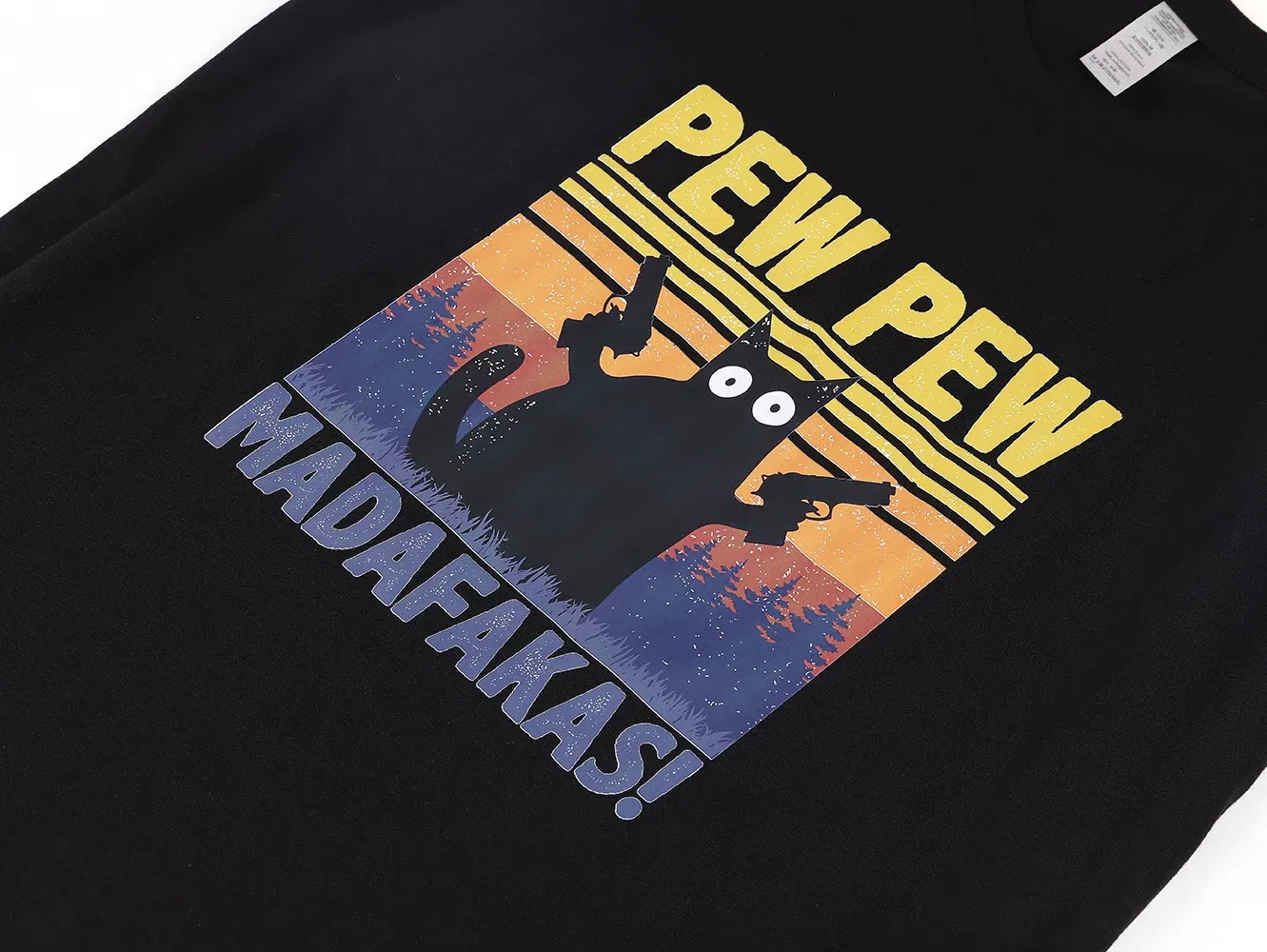 Color: Beige, Size: XXXL - Pew Pew Madafakas Tshirt Men Short Sleeve Novelty Funny Cat T Shirt Cotton Oversize Tops Shirts Tee T-Shirt Crew Neck Streetwear