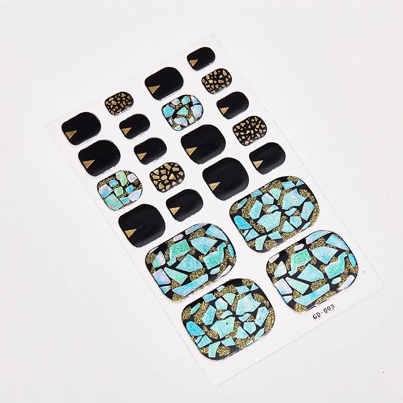 Color: black - 22 Tips/Sheet Fashion Nails Sticker Designer Nail Accesoires Nail Adhesive Nail Wraps DIY Valentines Loveliness Designed Shiny
