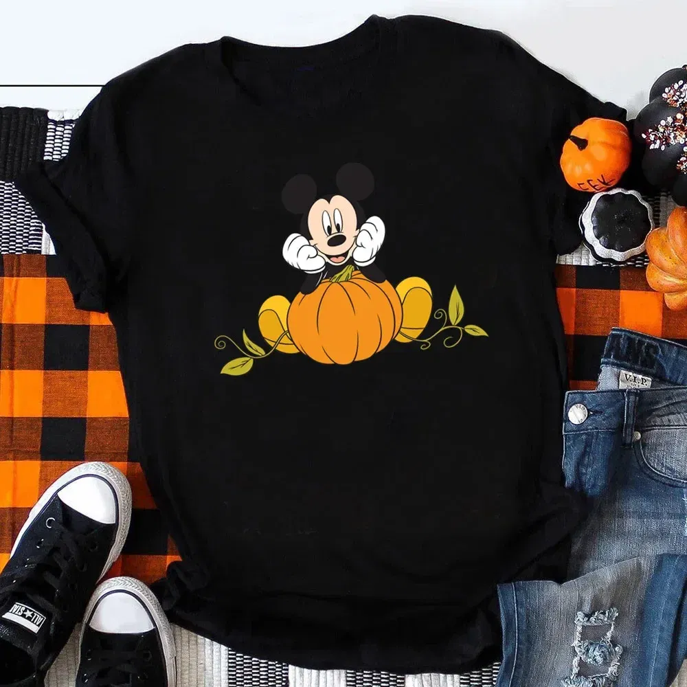 Color: Dark Grey, Kid Size: 6 - Funny Mickey Minnie Mummy Print Disney Children Cotton T Shirts Trick Treat Fashion Halloween Cute Kid Clothes Girls Streetwear