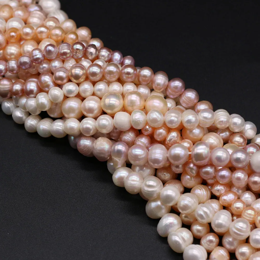 Color: PURPLE, Item Diameter: 16mm - Natural Freshwater Real Pearl Beads White Fine pearls Punch Loose Beads for DIY Women Elegant Bracelet Necklace Jewelry Making