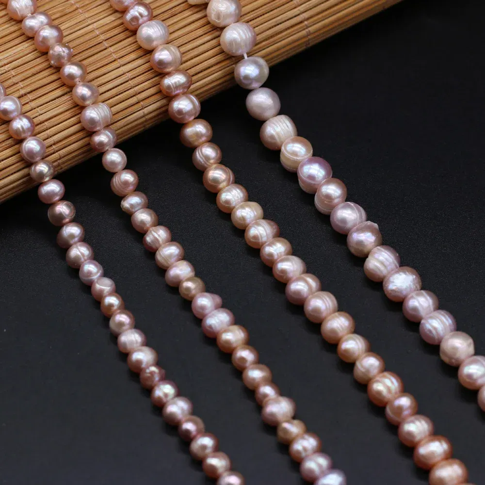 Color: PURPLE, Item Diameter: 16mm - Natural Freshwater Real Pearl Beads White Fine pearls Punch Loose Beads for DIY Women Elegant Bracelet Necklace Jewelry Making