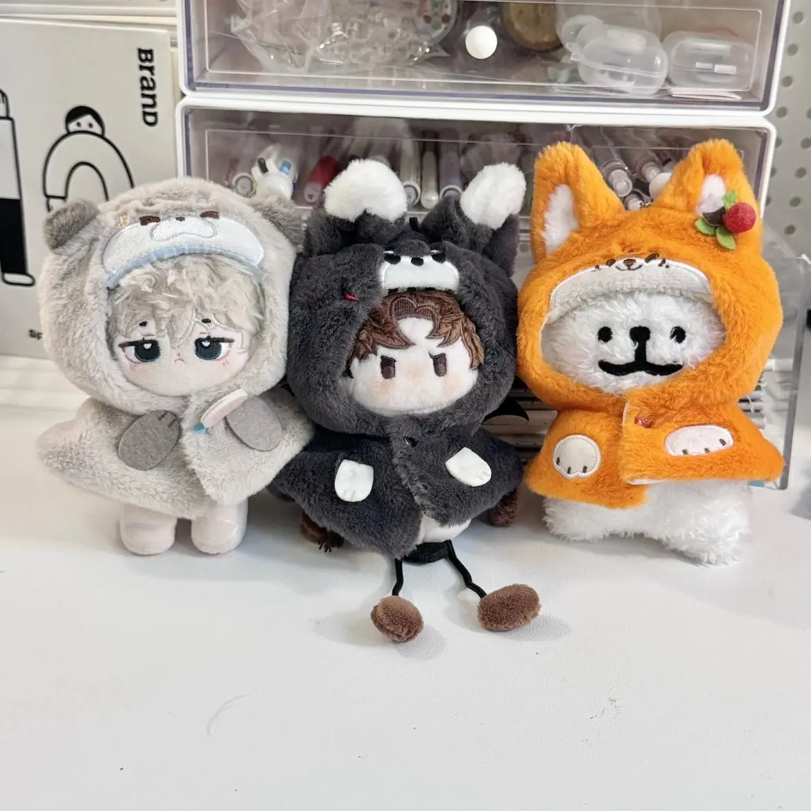 Color: Multicolor, Size: S - 10cm doll clothes animal doll clothes small animal cloak line puppy cotton doll with cute clothing kpop hat cloak