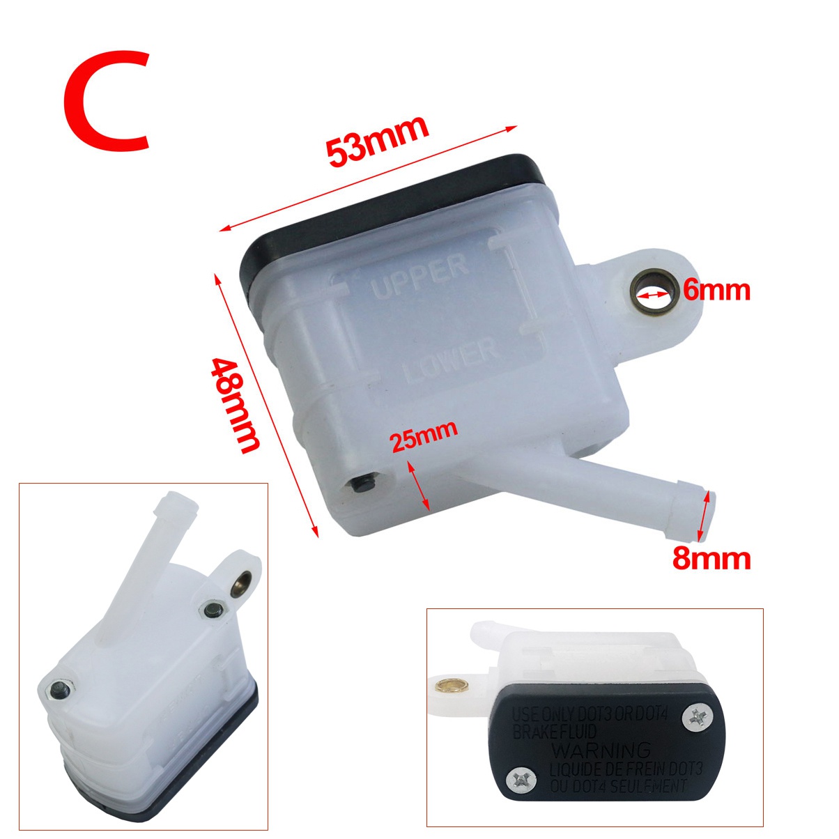 Color: Yellow - Universal Motorcycle Lever Brake Oil Tank Foot Brake Master Cylinder Oil Cup Fluid Bottle Reservoir Dirt Bike Scooter Pitbike