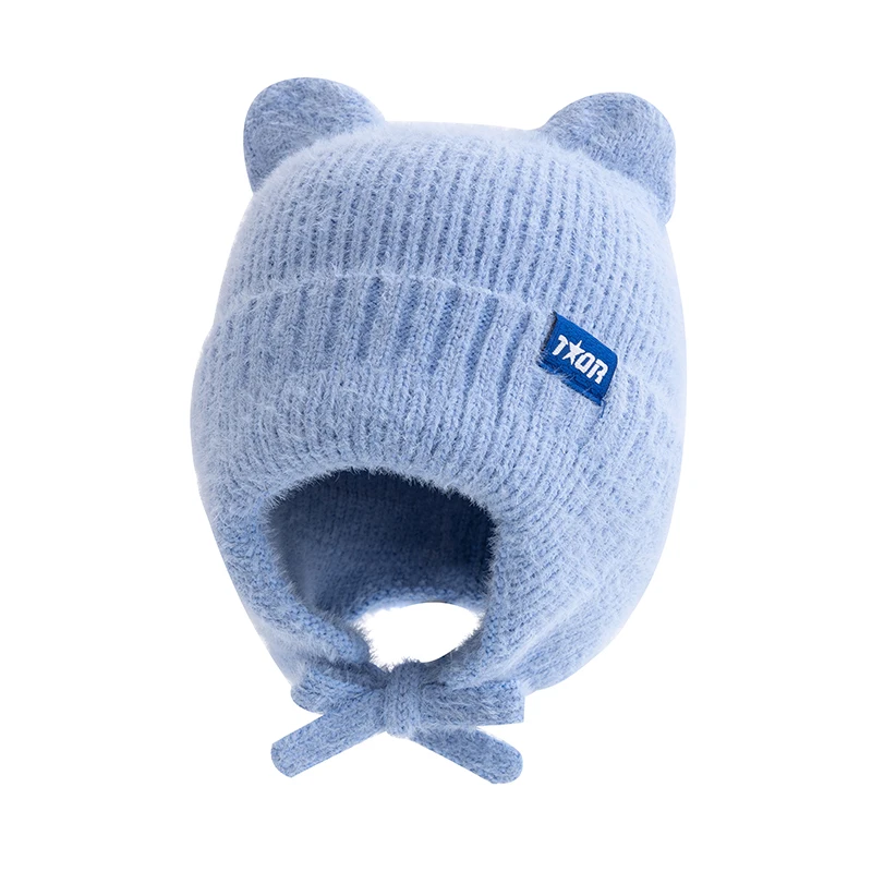 Color: Navy Blue, Size: One Size - New Women Cute Cat Ear Earflap Winter Hat Fashion Windproof Knitted Hat Kpop Style Soft Beanie Hats Candy Colors Streetwear Cap