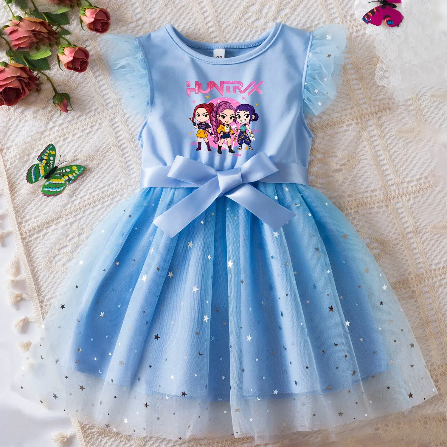 Color: WHITE, Size: One Size, Height: 164 - KPop Demon Hunters Girls Dress Kids Party Halloween Carnival Birthday Party Clothes Princess Tutu Dresses Costume Children Gift