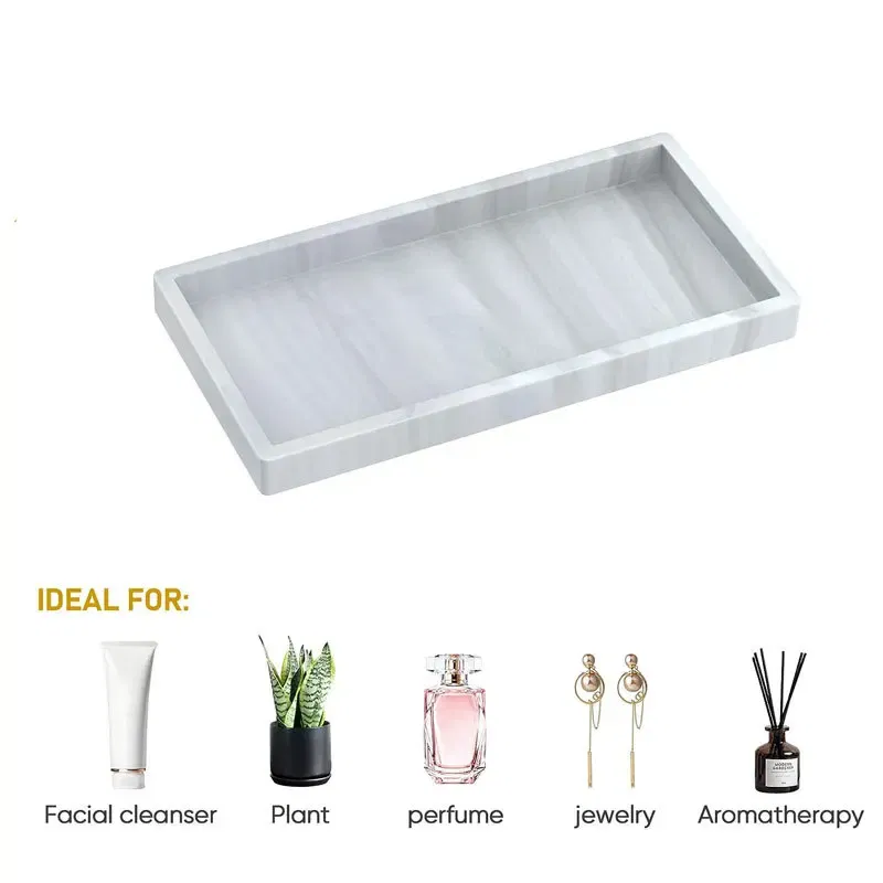 Color: light yellow, Size: XL - Bathroom Counter Tray, Thickened Silicone Bathroom Vanity Tray, Shatterproof Durable Rectangle Bathroom Tray Soap Dispenser Tray
