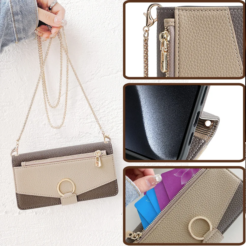 Color: Frosted Black, Compatibility by Model: Galaxy A15 - Leather Phone Case for SAMSUNG Galaxy A05 A06 A16 A15 A36 A56 A26 5G  Crossbody Wallet Case Flip Mirror Cover with Long Lanyard