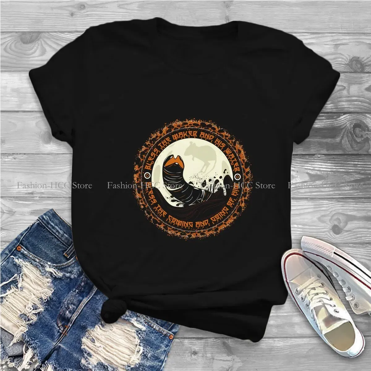 Color: WHITE, Size: M - Essential Graphic Polyester TShirt Arrakis Creative Streetwear Comfortable T Shirt Female