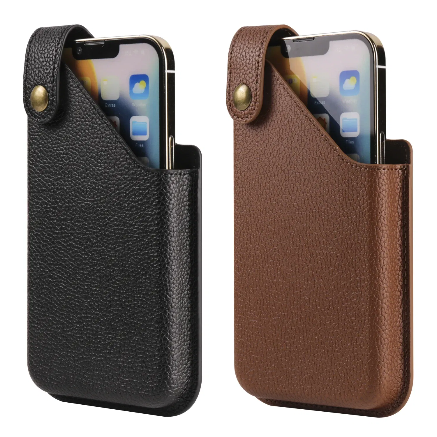 Color: Black, Ships From: CHINA, Material: Aluminum - Cow Leather Mobile Phone Holster Pouch Belt Clip Case For iPhone 15 14 Pro Samsung Galaxy Xiaomi Redmi Note Men Waist Bag Holder