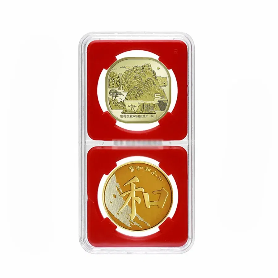 Color: Light Grey - 27mm 30mm Small Label Grade IDENTIFICATION 2 Coins slabs Holder Display Red Color Coin Collecting Storage Box