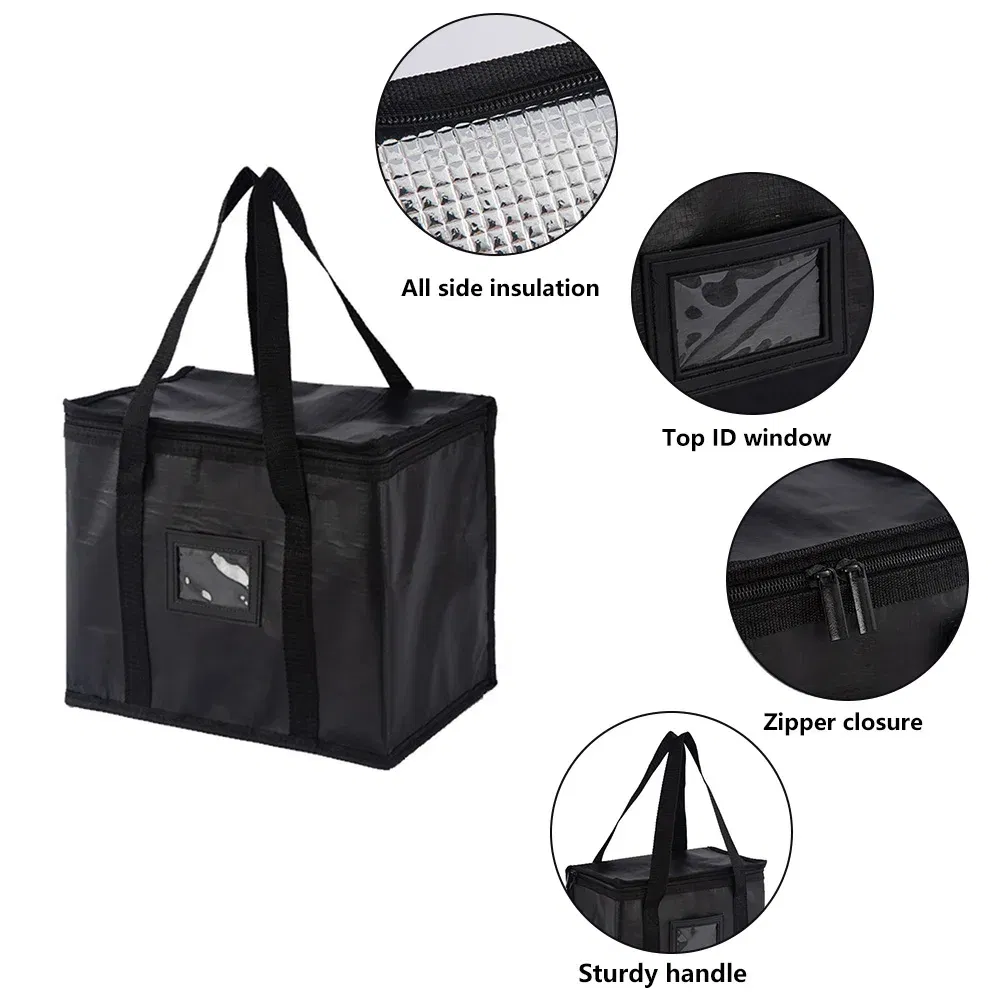 Color: Brown - Insulated Thermal Cooler Bag Drink Storage Large Chilled Bags Cool Lunch Foods Lunch Box Zip Picnic Tin Foil Food panier repas