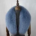 Color: Gold, Size: M - 100% Natural Real Fox Fur Collar For Women Men Coat Jacket Fur Scarf Winter Extra Large Size Neck Warmer Fur Scarf Shawls Wraps